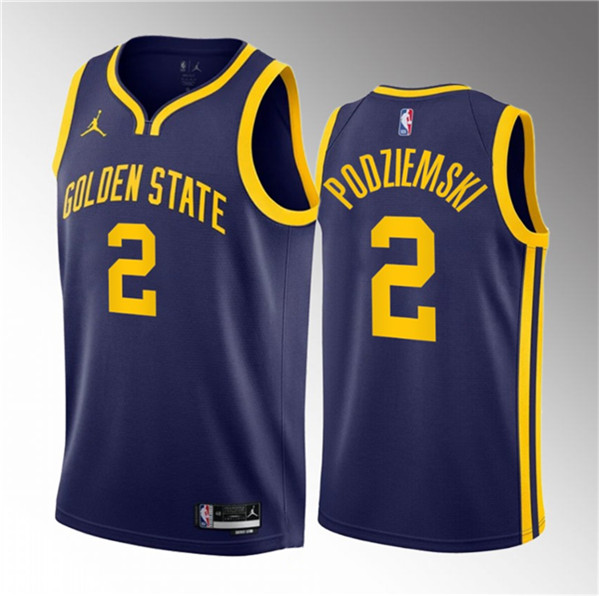 Men's Golden State Warriors #2 Brandin Podziemski Navy 2023 Draft Statement Edition Swingman Stitched Basketball Jersey