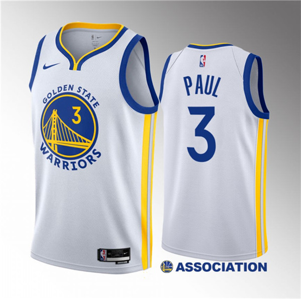 Men's Golden State Warriors #3 Chris Paul White Association Edition Stitched Basketball Jersey