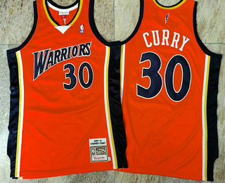 Men's Golden State Warriors #30 Stephen Curry 2009-10 Orange Hardwood Classics Soul AU Throwback Jersey