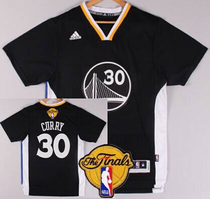 Men's Golden State Warriors #30 Stephen Curry 2015 The Finals New Black Short-Sleeved Jersey