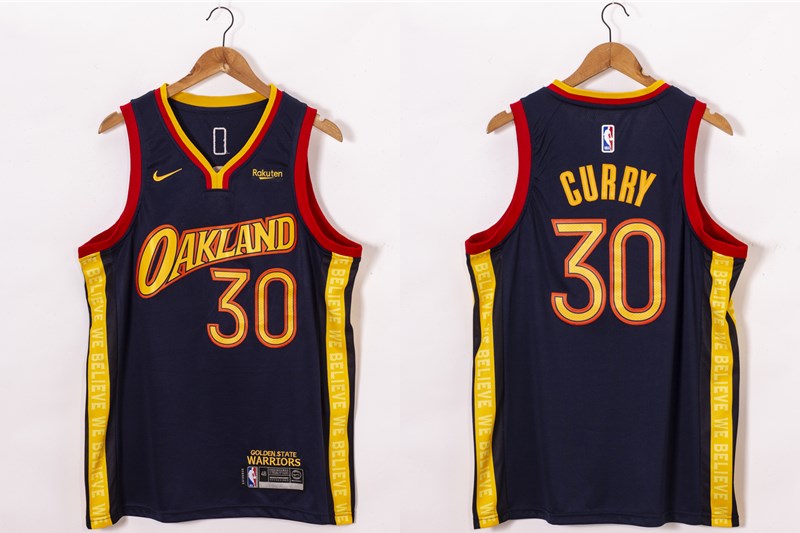Men's Golden State Warriors #30 Stephen Curry Black NEW 2021 Nike City Edition Stitched Jersey With Sponsor Logo