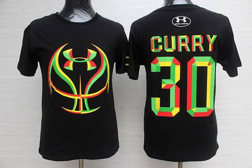 Men's Golden State Warriors #30 Stephen Curry NBA Black Candy T-Shirt