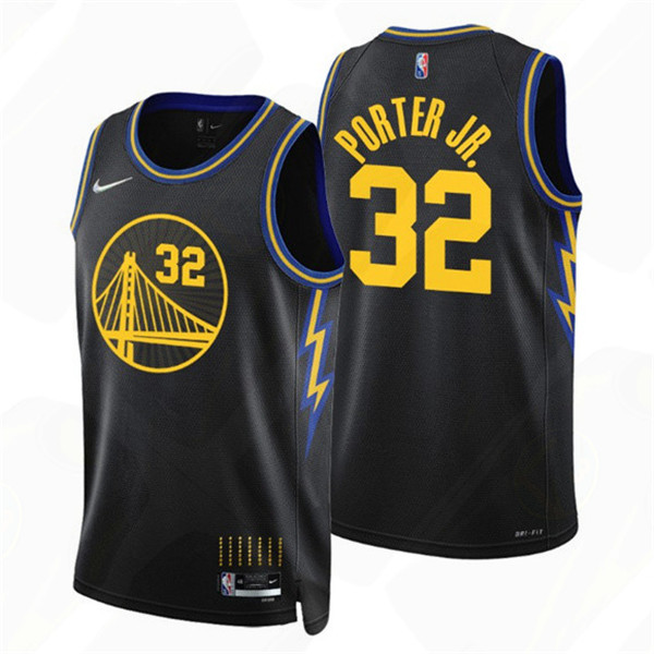 Men's Golden State Warriors #32 Otto Porter Jr. 2021 22 City Edition Black 75th Anniversary Stitched Basketball Jersey