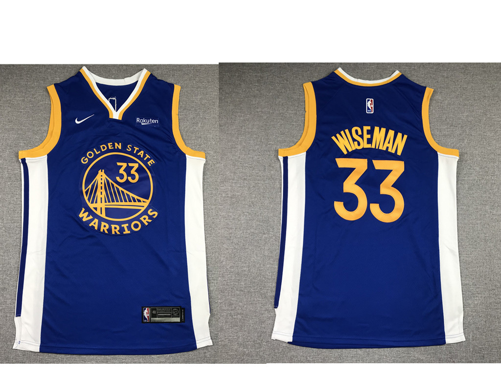 Men's Golden State Warriors #33 James Wiseman Blue 2019 Nike Swingman NEW Rakuten Logo Stitched NBA Jersey