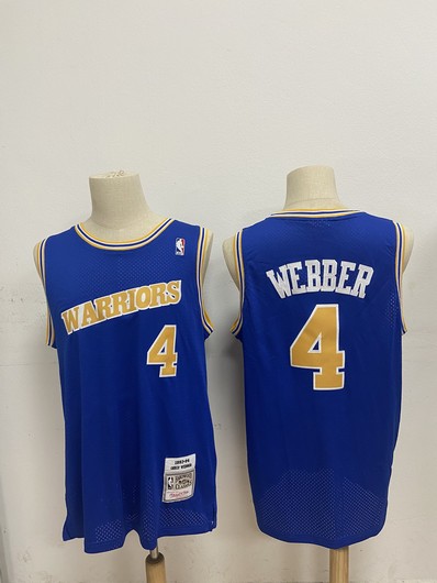 Men's Golden State Warriors #4 Chris Webber Blue 1990-94 Hardwood Classics Mesh Jersey