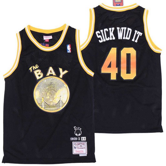 Men's Golden State Warriors #40 E-40 Black NBA Remix Jersey - Sick Wid It