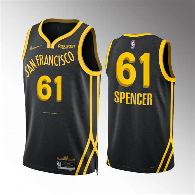 Men's Golden State Warriors #61 Pat Spencer Navy Statement Edition Stitched Basketball Jersey