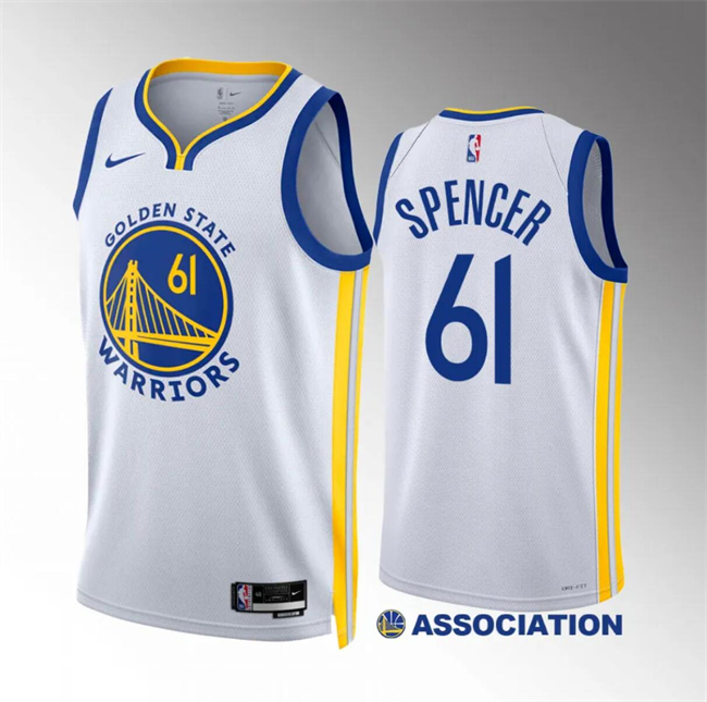 Men's Golden State Warriors #61 Pat Spencer White Association Edition Stitched Basketball Jersey