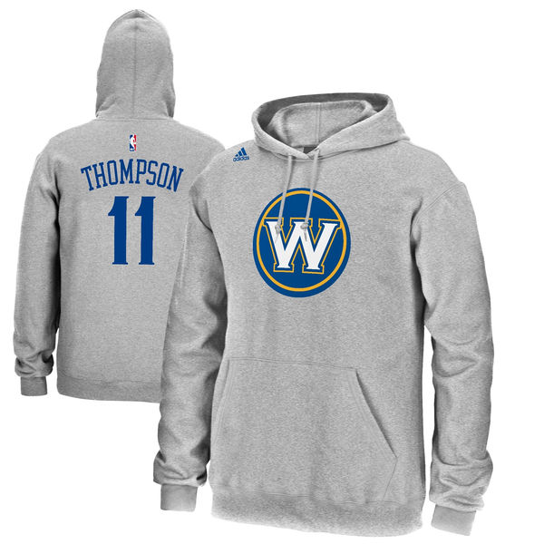 Men's Golden State Warriors 11 Klay Thompson Gray Name & Number Pullover Hoodie