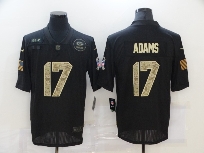 Men's Green Bay Packers #17 Davante Adams Black Camo 2020 Salute To Service Stitched NFL Nike Limited Jersey