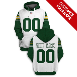 Men's Green Bay Packers Active Player White Custom 2021 Pullover Hoodie