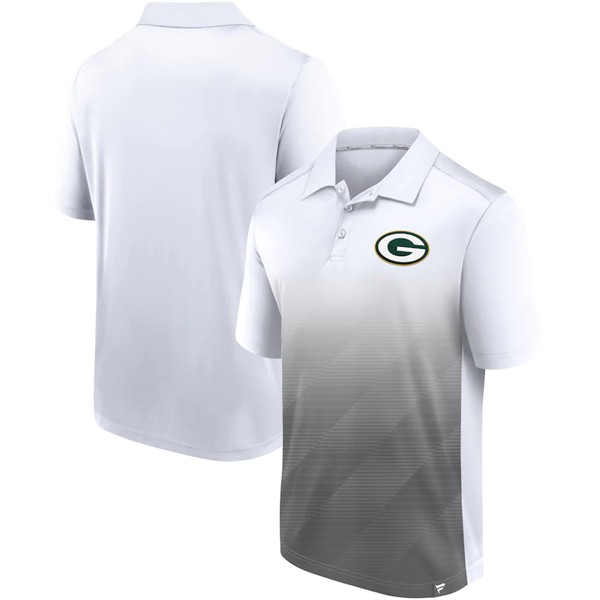 Men's Green Bay Packers White Gray Iconic Parameter Sublimated Polo