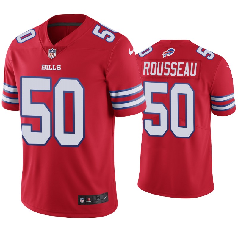 Men's Gregory Rousseau Buffalo Bills #50 Vapor Limited Red Jersey
