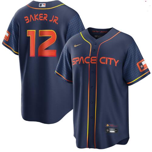 Men's Houston Astros #12 Dusty Baker Jr. City Connect Blue Jersey by NIKE