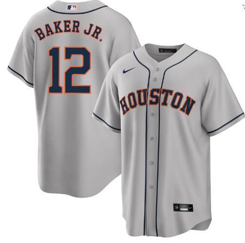Men's Houston Astros #12 Dusty Baker Jr. Grey Road Jersey