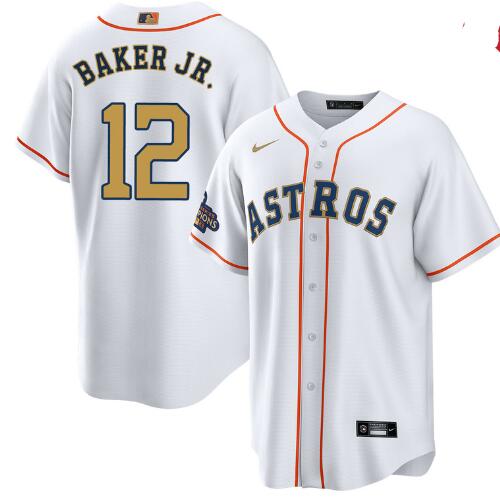 Men's Houston Astros #12 Dusty Baker Jr. Home Gold Collection Jersey by NIKE?