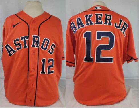 Men's Houston Astros #12 Dusty Baker Jr. Orange Jersey by NIKE