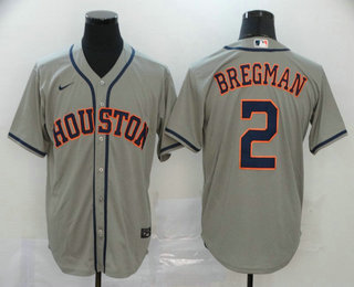 Men's Houston Astros #2 Alex Bregman Gray Stitched MLB Cool Base Nike Jersey