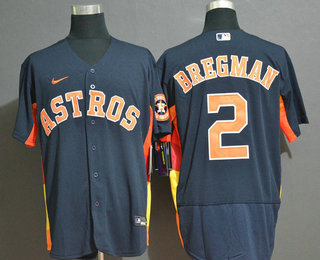 Men's Houston Astros #2 Alex Bregman Navy Blue Stitched MLB Flex Base Nike Jersey