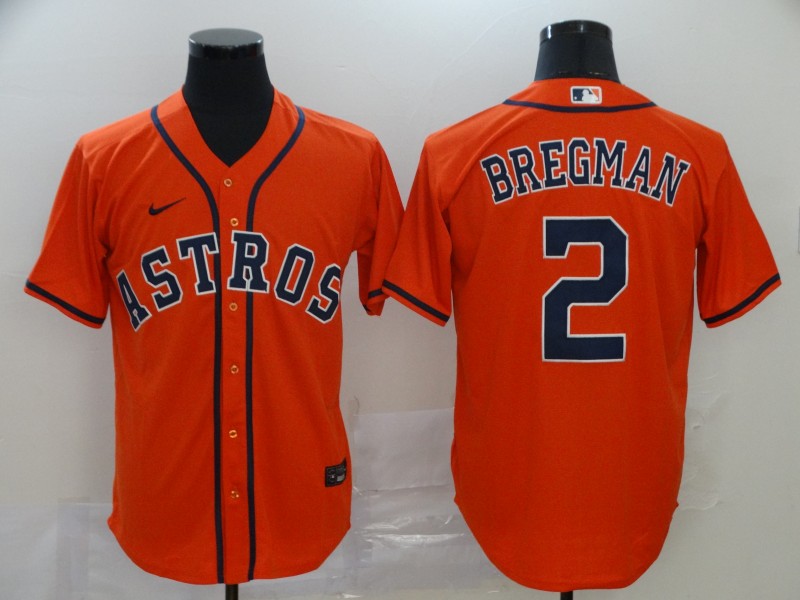 Men's Houston Astros #2 Alex Bregman Orange Stitched MLB Cool Base Nike Jersey