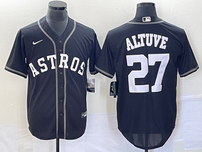 Men's Houston Astros #27 Jose Altuve Black Cool Base Stitched Baseball Jersey