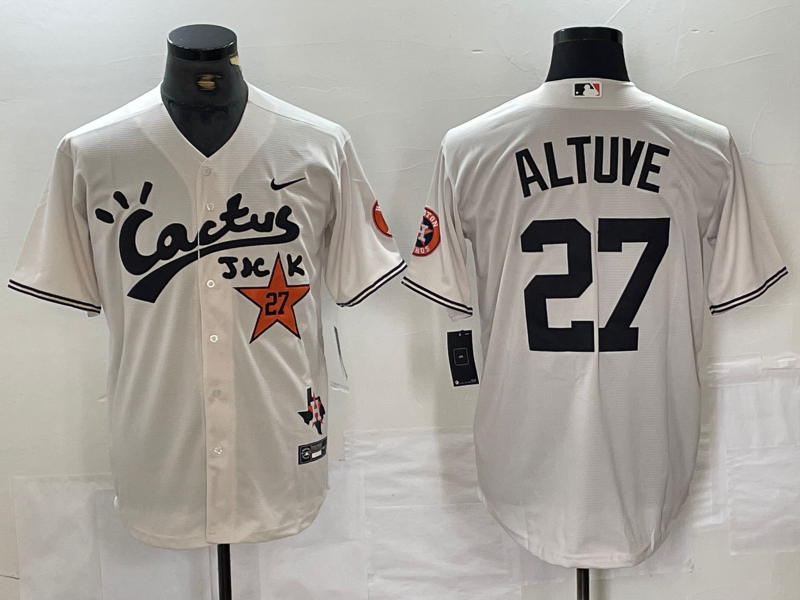 Men's Houston Astros #27 Jose Altuve Cream Cactus Jack Vapor Premier Stitched Baseball Jersey