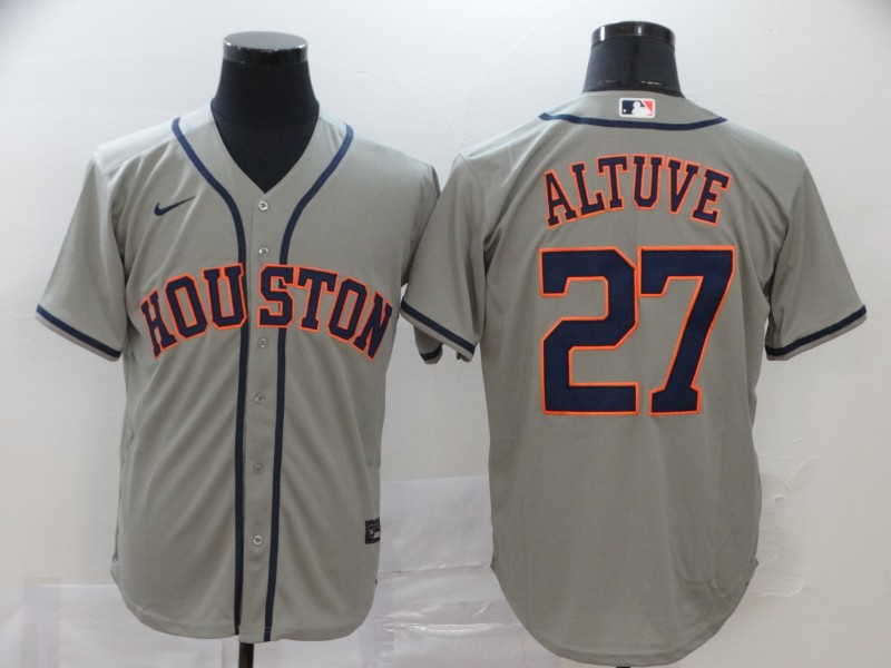 Men's Houston Astros #27 Jose Altuve Gray Stitched MLB Cool Base Nike Jersey