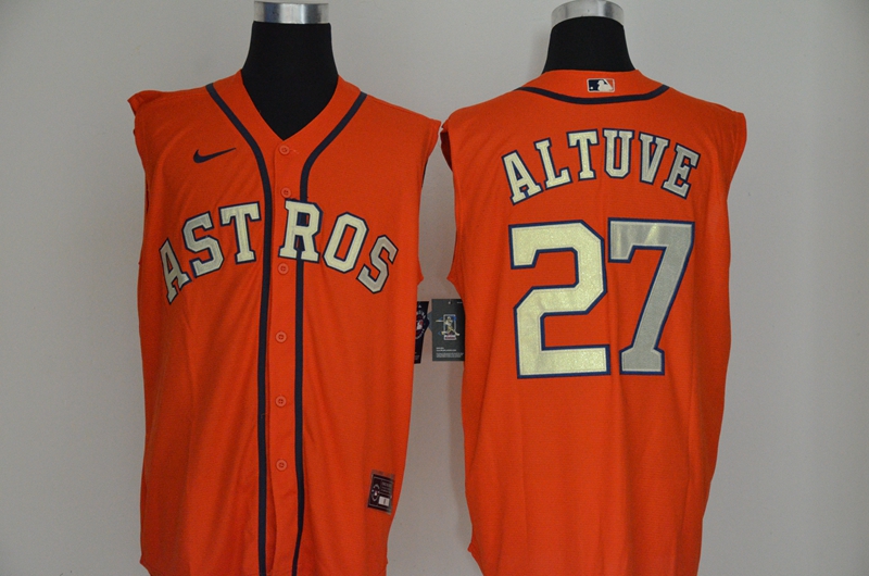 Men's Houston Astros #27 Jose Altuve Orange Gold 2020 Cool and Refreshing Sleeveless Fan Stitched MLB Nike Jersey