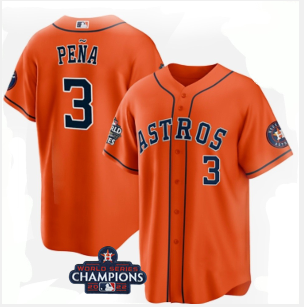 Men's Houston Astros #3 Jeremy Pena Orange 2022 World Series Home Stitched Baseball Jersey