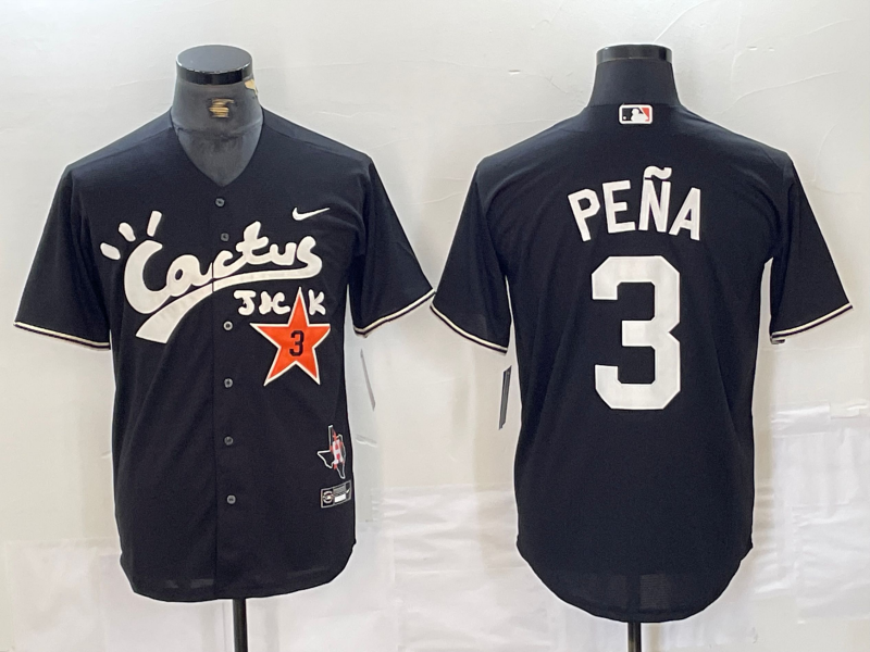 Men's Houston Astros #3 Jeremy Pena Black Cactus Jack Vapor Premier Stitched Baseball Jersey