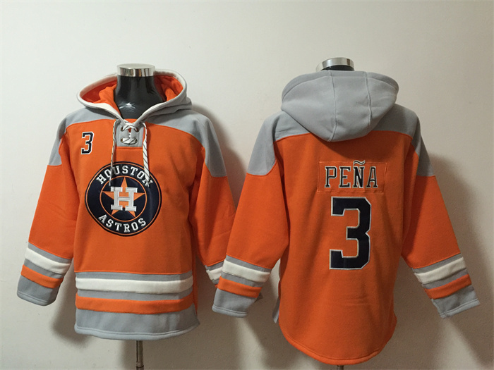 Men's Houston Astros #3 Jeremy Pena Orange Ageless Must-Have Lace-Up Pullover Hoodie