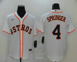 Men's Houston Astros #4 George Springer White Stitched MLB Cool Base Nike Jersey