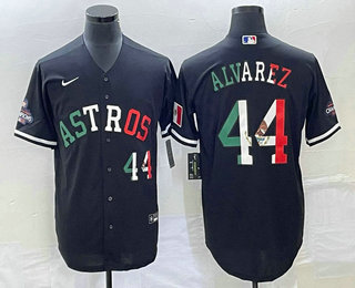 Men's Houston Astros #44 Yordan Alvarez Number Mexico Black Cool Base Stitched Baseball Jersey