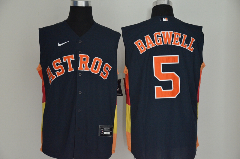 Men's Houston Astros #5 Jeff Bagwell Navy Blue 2020 Cool and Refreshing Sleeveless Fan Stitched MLB Nike Jersey