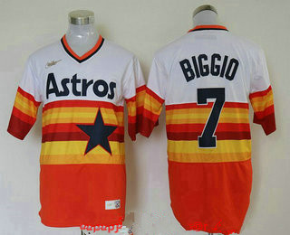 Men's Houston Astros #7 Craig Biggio Orange Rainbow Cooperstown Stitched MLB Cool Base Nike Jersey