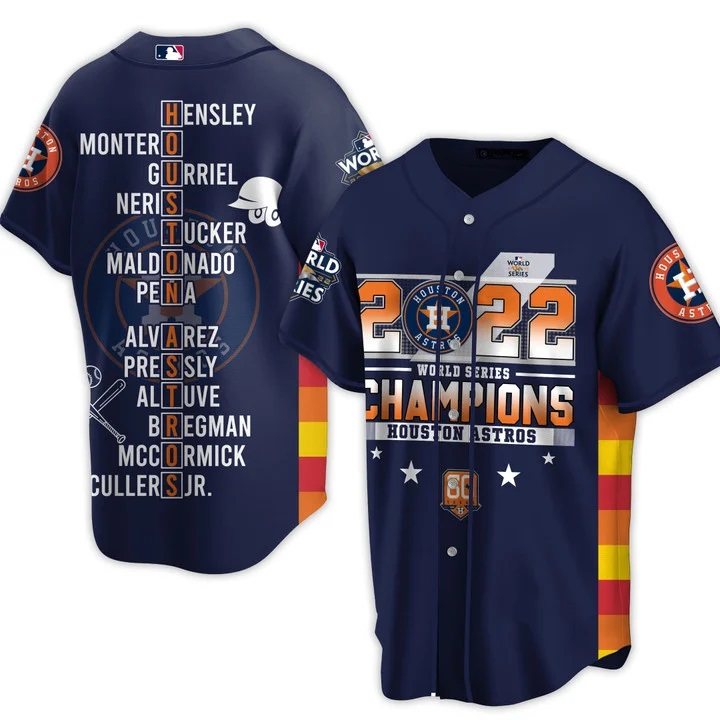 Men's Houston Astros 2022 Champions custom 3D All Over Printed Baseball Personalized Navy Jersey