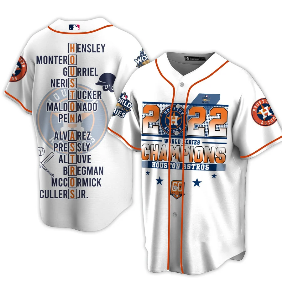 Men's Houston Astros 2022 Champions custom 3D All Over Printed Baseball Personalized White Jersey