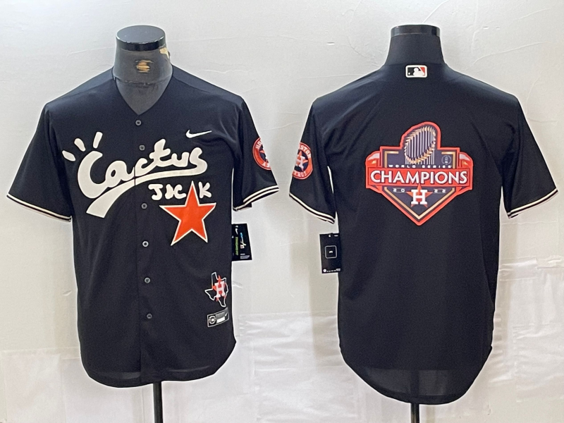 Men's Houston Astros Big Logo Black Cactus Jack Vapor Premier Stitched Baseball Jersey