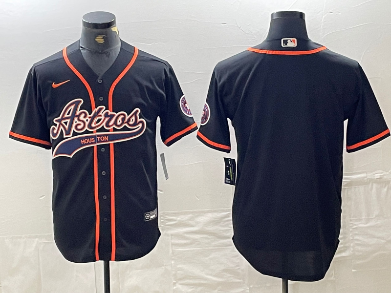 Men's Houston Astros Blank Black With Patch Cool Base Stitched Baseball Jersey