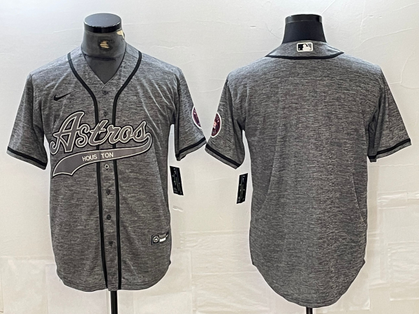 Men's Houston Astros Blank Grey Gridiron Cool Base Stitched Baseball Jerseys
