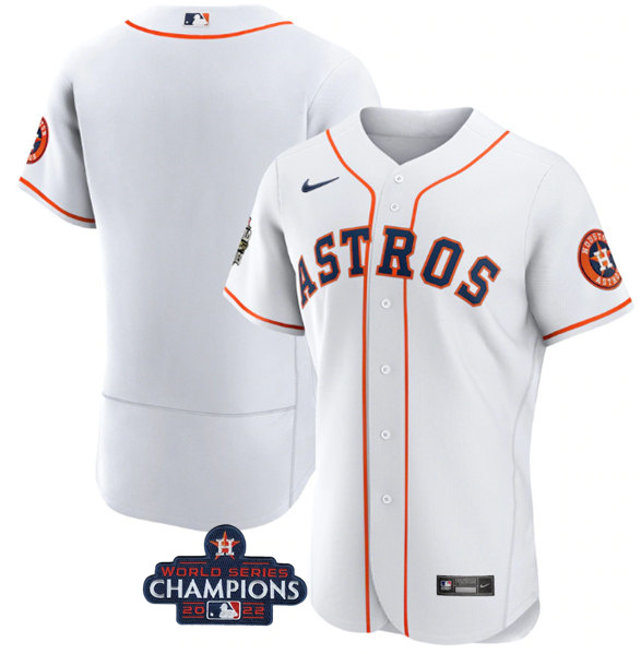 Men's Houston Astros Blank White 2022 World Series Flex Base Stitched Baseball Jersey