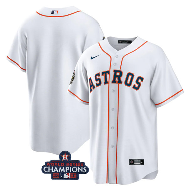 Men's Houston Astros Blank White 2022 World Series Home Stitched Baseball Jersey