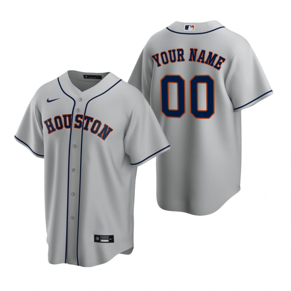 Men's Houston Astros Custom Nike Gray Stitched MLB Cool Base Road Jersey
