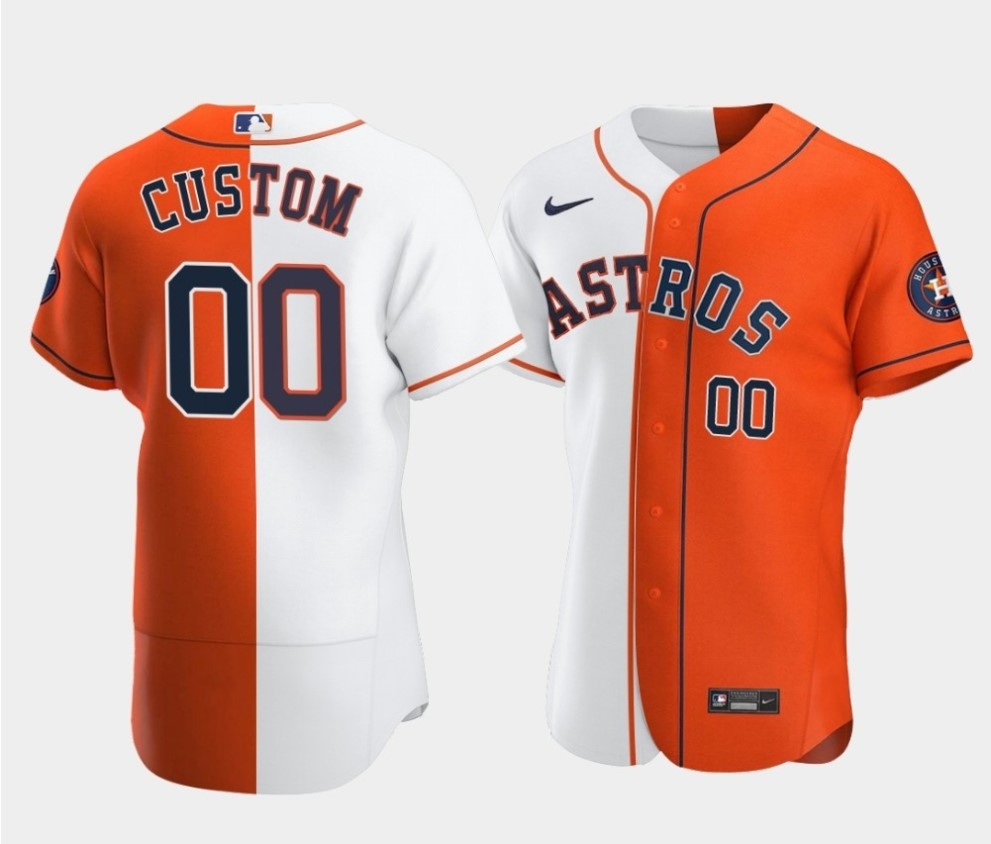 Men's Houston Astros Customized Orange and White Split Stitched MLB Jersey