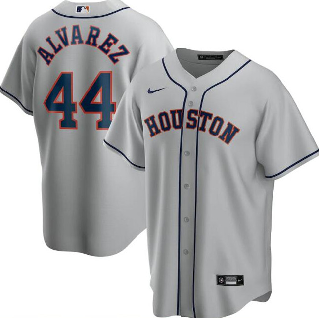 Men's Houston Astros Grey #44 Yordan Alvarez Cool Base Stitched MLB Jersey