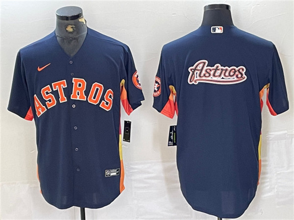 Men's Houston Astros Navy Team Big Logo With Patch Cool Base Stitched Baseball Jerseys