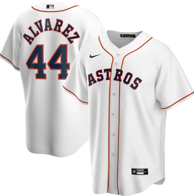Men's Houston Astros White #44 Yordan Alvarez Cool Base Stitched MLB Jersey