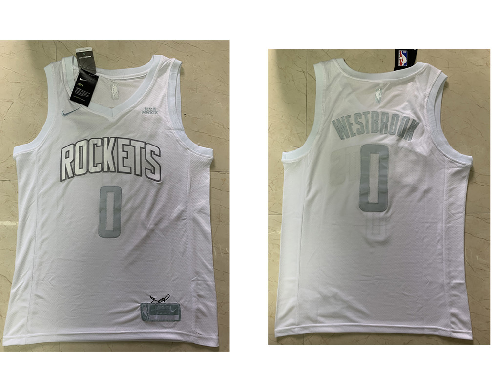 Men's Houston Rockets #0 Russell Westbrook James Harden White 2020 MVP Nike Swingman Stitched NBA Jersey