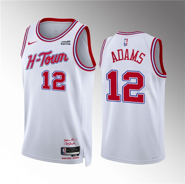 Men's Houston Rockets #12 Steven Adams White 2023-24 City Edition Stitched Jersey