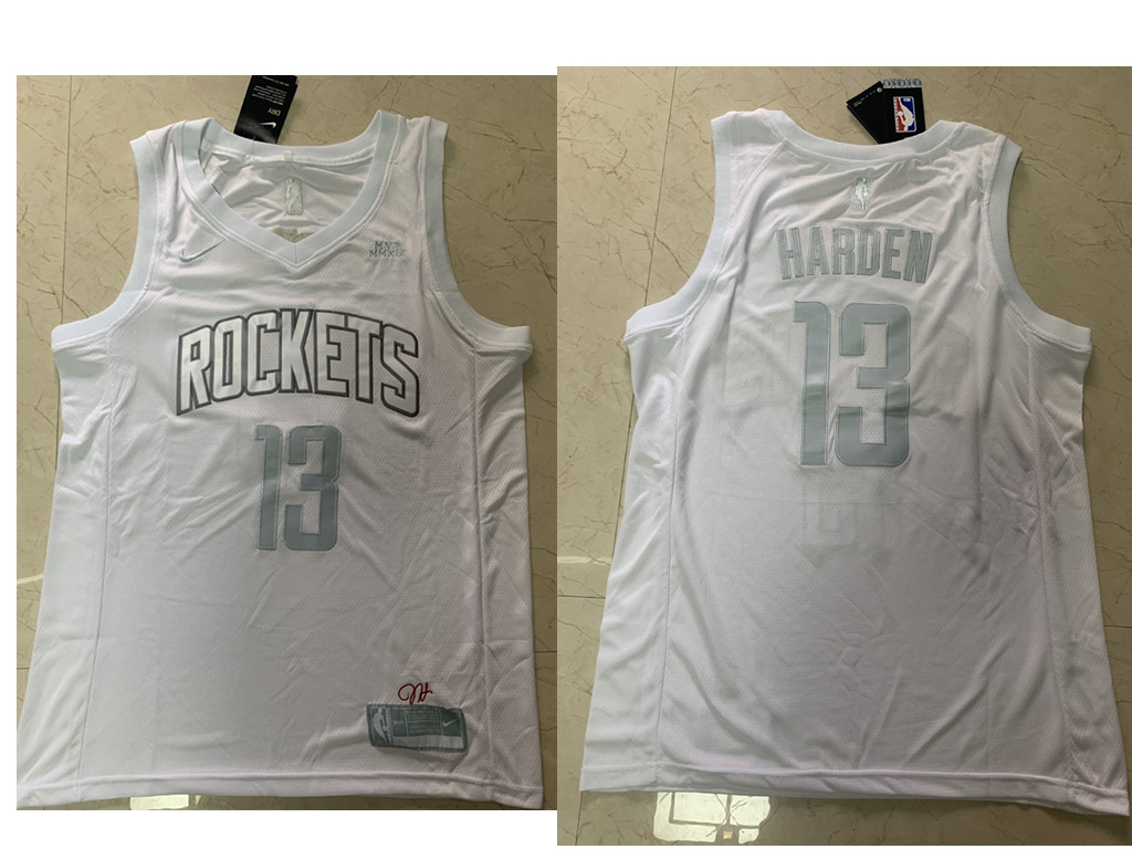 Men's Houston Rockets #13 James Harden White 2020 MVP Nike Swingman Stitched NBA Jersey